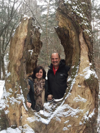 Ambassador and Mrs. Amal Nosseir of Egypt in the middle of an old tree in Pyeongchang in March 2019.