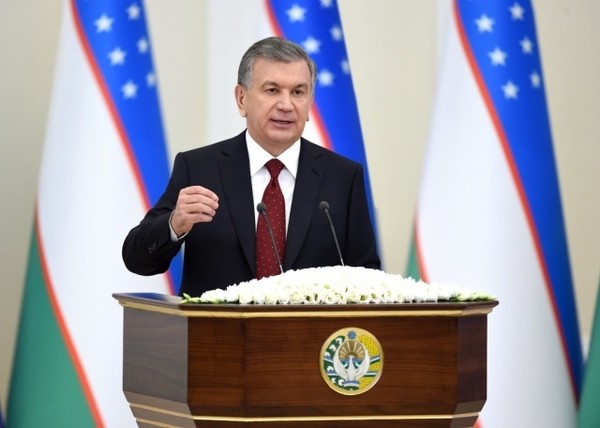 President Shavkat Irziyoyev of the Republic of Uzbekistan delivers on January 24, 2020