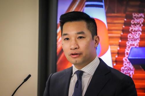 Alex Wong, U.S. deputy special representative for North Korea, speaks at the Hudson Institute in Washington on Feb. 26, 2020. (Yonhap)