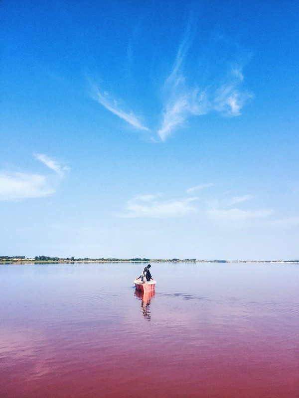 Retba Lake known as the Pink Lake from the color of the water.