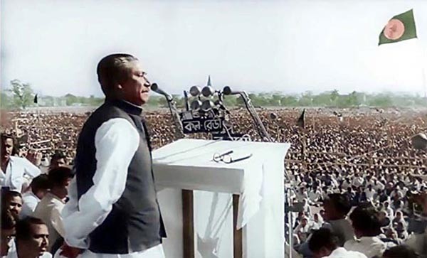 "The struggle this time is for our emancipation. The struggle this time is for our independence"- Bangabandhu Sheikh Mujibur Rahman delivering his historic 7th March Speech at a huge public rally at Race Course Ground (Suhrawardy Udyan, March 7, 1971). 