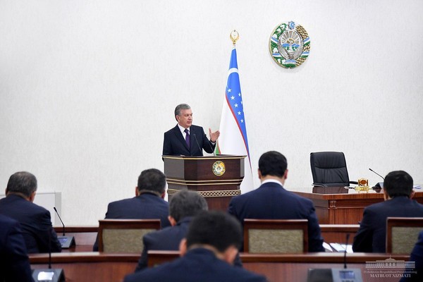 Shavkat Mirziyoyev, President of the Republic of Uzbekistan, during the video conference, held on May 5,2020.