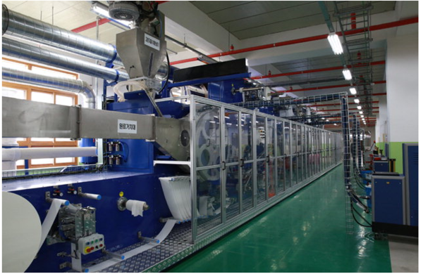 East Sea M-view Global, located at a free-trade zone. Mechanical equipment that produces sanitary pads and masks that are harmless to the human body by utilizing new materials.