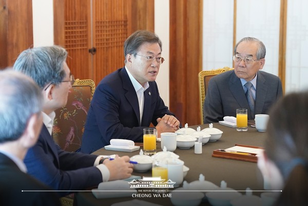 President Moon Jae-in meeting with elders