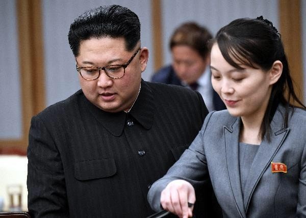 Chairman Kim Jong-Un of the Workers Party of (North) Korea (left) with Vice Chairperson Kim Yo-Jung of the Workers’ Party of (North) Korea.