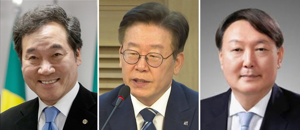 From left Former Prime Minister Lee Nak-yon, Gyeonggi Province Governor Lee Jae-myung, Prosecutor General Yoon Seok-yeol