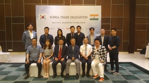 Photo shows members of the Korea Trade Delegation to India on May 31, 2018.