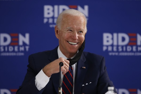 Joe Biden with a big smile.