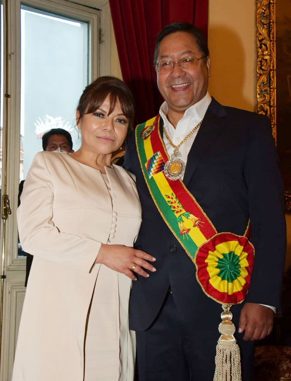 President Luis Arce of Bolivia (right) with First Lady of Bolivia.