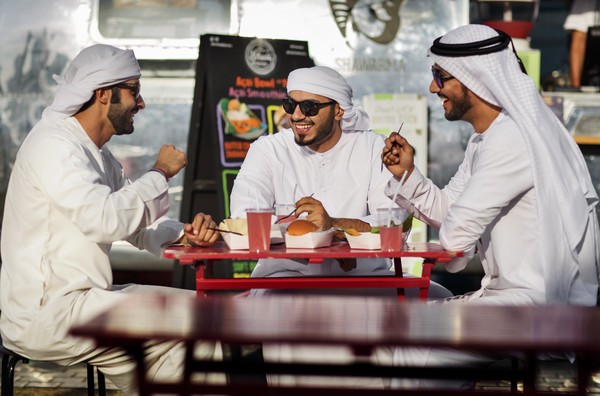 Casual dining of people in Dubai