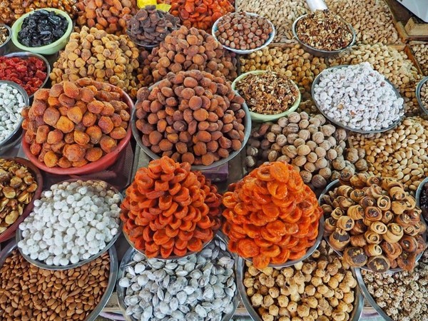 Various kinds of dried fruits in Kyrgyzstan