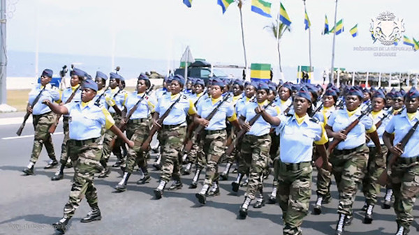 Gabonese military personnel on a parade.