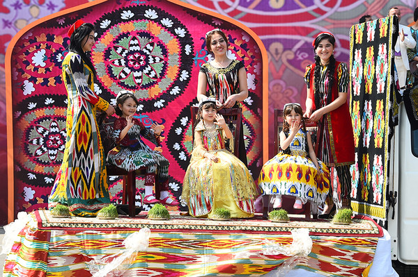 Traditional Atlas dress of Tajiks