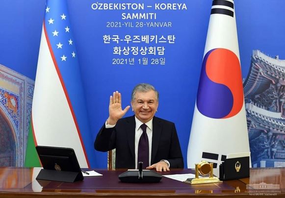 Presidents of Uzbekistan and Korea hold an Online Summit, January 2021.