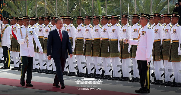 The Guard of Honor was held to welcome President Moon Jae-in of South Korea at the parliament in Kuala Lumpur, Malaysia on March 13, 2019.