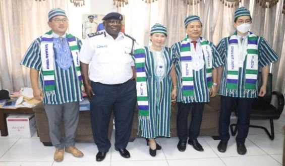 Second from left is the Republic of Sierra Leone Inspector General of Police, Ambrose Michael Sovula and fourth from left is Ambassador Kim Young Chae. Photo taken on September 8th 2021