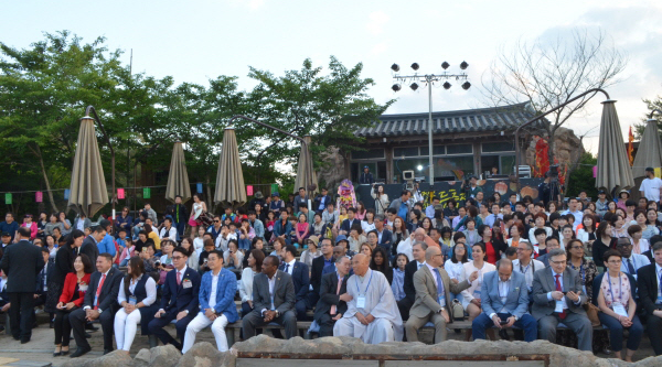 Visiting members of the Diplomatic Corps sit to see the performances at the Opening Ceremony of the 2019 Gyeongju World Culture Heritage Lantern Festival (a 5-day event) at the Silla Millennium Park located in the eastern sector of the Gyeongju City.