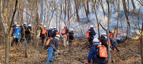 3월 5일과 6일 한전 직원들로 구성된 사회봉사단과 KEPCO119 재난구조단 750여명이 울진삼척 산불 현장을 찾아 진화작업 지원과 전력설비 방호에 참여하였다
