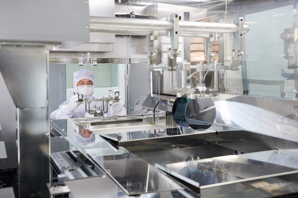 Nanox technician working inside chip fabrication plant in Yongin, South Korea