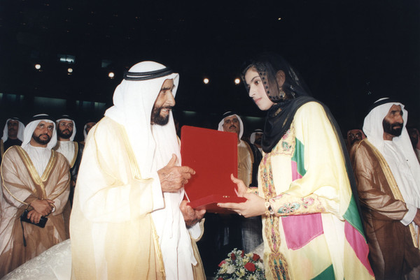The late Sheikh Zayed bin Sultan Al Nahyan (May God have mercy upon Him!), the founding father of the United Arab Emirates, and his support for women.