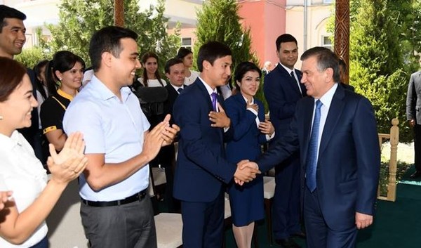 President of Uzbekistan Shavkat Mirziyoyev meets with young specialists