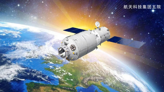 Photo shows a simulation image of China’s Tianzhou-2 cargo spacecraft. (Photo/China Academy of Space Technology)