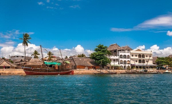 Lamu old town waterfront, Kenya, listed on the UNESCO World Heritage site