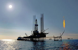 Oil platform of Turkmenistan in the Caspian Sea.