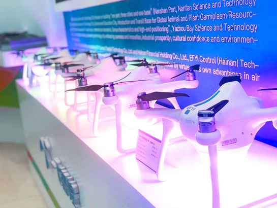 Photo shows drones independently developed by EFY Intelligent Control (Tianjin) Technology Co., Ltd. based in north China’s Tianjin municipality at the third China International Import Expo in 2020. (Photo/Digital Technology Network)