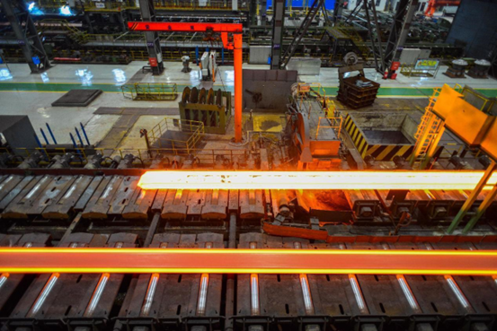 Photo taken on Jan. 28, 2022 shows the world’s most advanced heavy universal beam (UB) production line, which belongs to Maanshan Iron and Steel Company Limited under Chinese steelmaker China Baowu. It is the fifth heavy UB production line in the world and the only one of its kind in China. (Photo by Zhang Lei/People’s Daily Online)