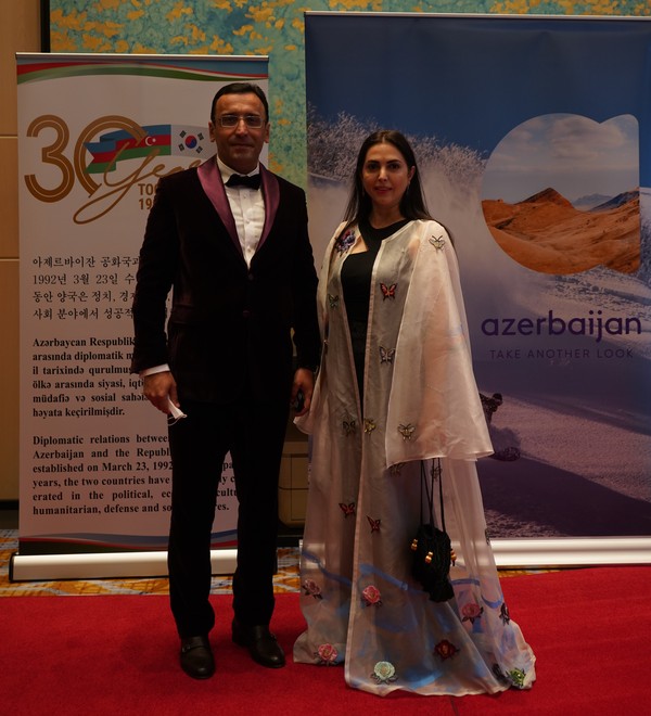 Ambassador and Mrs. Ramzi Teymurov of Azerbaijan pose for the camera at a reception marking the 30th anniversary of Independence and Diplomatic Relations with Korea.