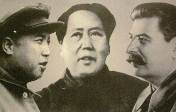 Photo shows founder-president of the North Korean Communist regime, Kim Il-sung at left with Soviet Leader Joseph Stalin and Chinese Communist Party Chairman Mao Tse-tung. The three conspired to start the Korean War, which killed millions of Korean people, Chinese and soldiers of the United Nations Forces. Kim Il-sung is the grandfather Chairman Kim Jong-il of North Korea.