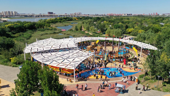 Photo shows the Nanwan ecological park in north China's Tianjin municipality. (Photo courtesy of the convergence media center of Tianjin's Binhai New Area)