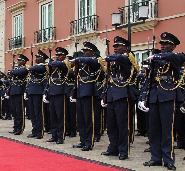 Soldiers of the Angolan Armed Forces in full dress uniform.