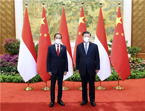Chinese President Xi Jinping holds talks with visiting Indonesian President Joko Widodo at the Diaoyutai State Guesthouse in Beijing, capital of China, July 26, 2022. (Photo by Pang Xinglei)