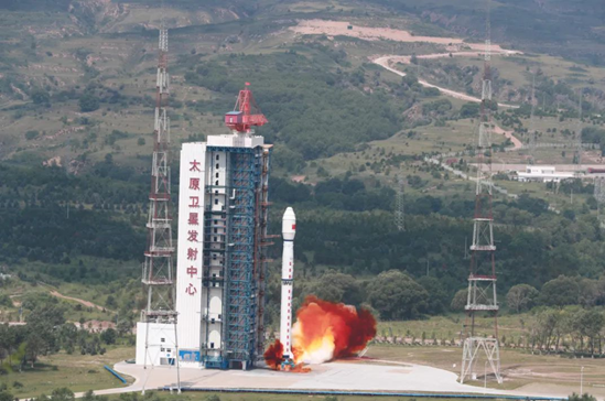 A terrestrial ecosystem carbon monitoring satellite, named “Goumang,” is sent into orbit from the Taiyuan Satellite Launch Center in north China’s Shanxi Province. (China National Space Administration/Zheng Taotao)