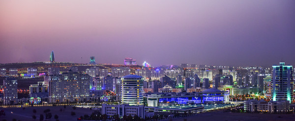 Ashgabat - the capital of Turkmenistan and its city lights