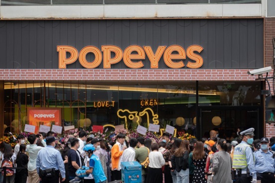 The first restaurant of American fried chicken chain Popeyes Louisiana Kitchen in China opens in Shanghai, May 15, 2020. (Photo by Wang Gang/People's Daily Online)