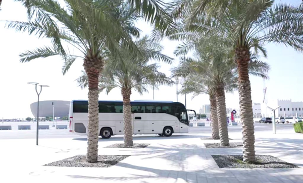A Chinese new energy bus runs in Qatar. (Photo courtesy of Chinese bus maker Yutong Bus Co., Ltd.)
