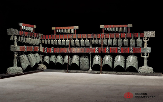 Photo shows Zenghouyi chime bells, an ancient Chinese musical instrument with a history of more than 2,400 years. Found in 1978 in the tomb of Marquis Yi, the ancient musical instrument is on display in Hubei Provincial Museum in Wuhan, central China's Hubei province. (Photo courtesy of Hubei Provincial Museum)