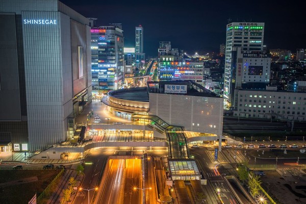 A night view of the new street of the Uijeongbu City in the western sector of the city.