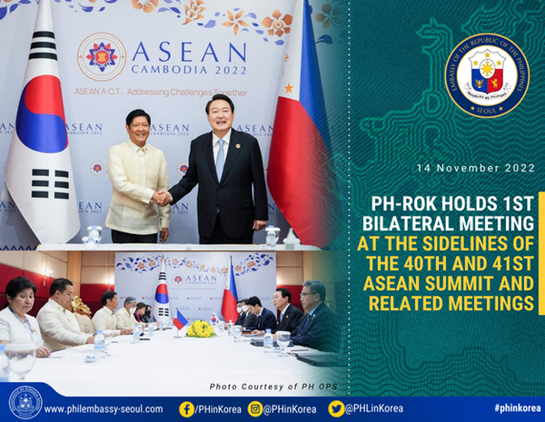 President Ferdinand R. Marcos, Jr. and President Yoon Suk Yeol and their respective delegations hold a bilateral meeting during the 2022 ASEAN Summit