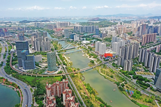 Photo taken in April 2022 shows the urban view of Nansha district, Guangzhou, south China's Guangdong province. (Photo by Wang Guorong/People's Daily Online)
