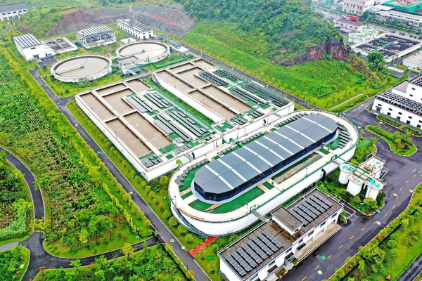 Photo shows sewage treatment tanks of an environment and energy enterprise in Xianju county, Taizhou, east China's Zhejiang province. (Photo by Wang Huabin/People's Daily Online) 
