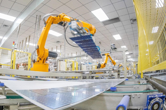 Photovoltaic (PV) panels are produced in a PV tech firm in Yiwu, east China's Zhejiang province, Jan. 22, 2023. (Photo by Wang Songneng/People's Daily Online)