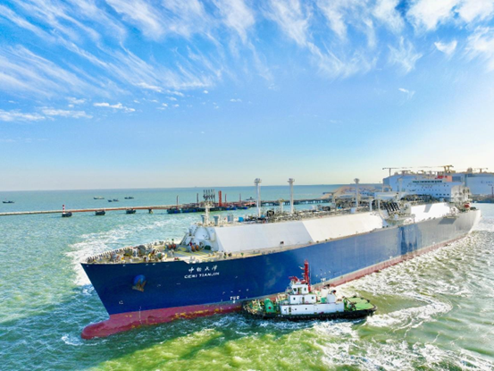 Liquefied natural gas (LNG) carrier CESI Tianjin leaves the Tianjin LNG Receiving Terminal after being unloaded in north China's Tianjin municipality, Dec. 15, 2022. (Photo by Wang Jun/People's Daily Online)