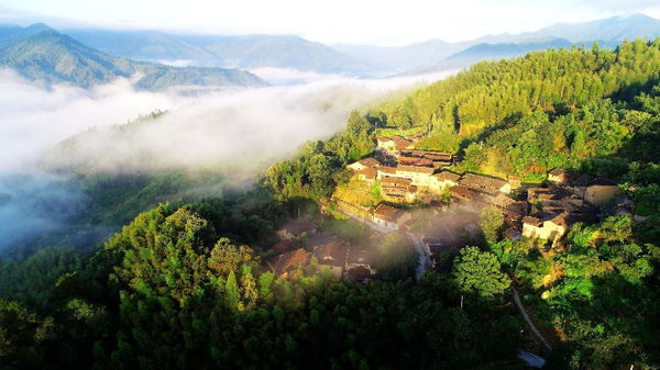 Photo shows a village in Fengping township, Songyang county, east China's Zhejiang province. (Photo by Wang Huabin/People's Daily Online)