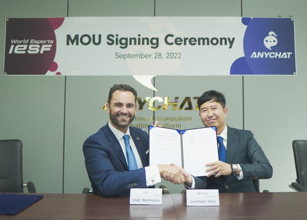 The International Esports Federation (IESF) has signed a Memorandum of Understanding (MOU) with Anychat, a real-time AI translation chatting platform that aims to overcome language barriers and create a happier world where anyone can easily communicate and cooperate from anywhere in the world, which will work towards IESF’s goal of uniting the World Esports Family.