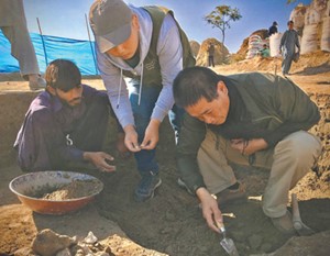 Members of a Chinese archaeological team work in an excavation site in Pakistan. (File photo)