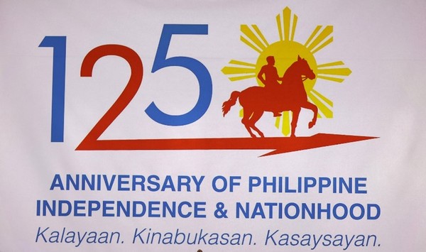 Emblem shows the 125th anniversary of Independence of the Philippines.